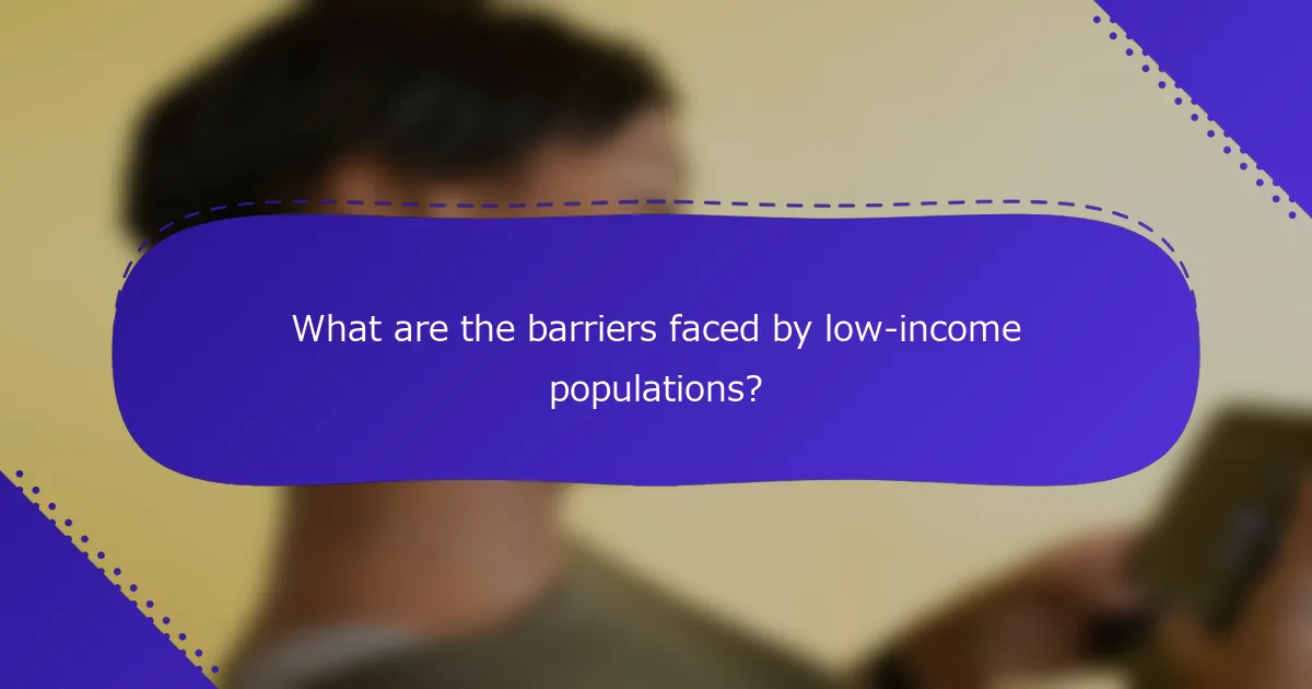 What are the barriers faced by low-income populations?